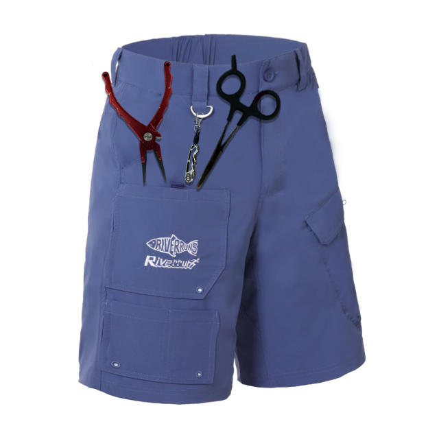 Riverruns 9 Pockets Performance Fishing Shorts, Water-Repellant Cargo Short, Breathable UPF 50+ Hiking Short