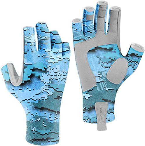 Riverruns UPF 50+ Fingerless Fishing Gloves UV Protection Fishing Sun Gloves for Men and Women Fishing, Boating, Kayaking, Hiking, Running, Cycling and Driving