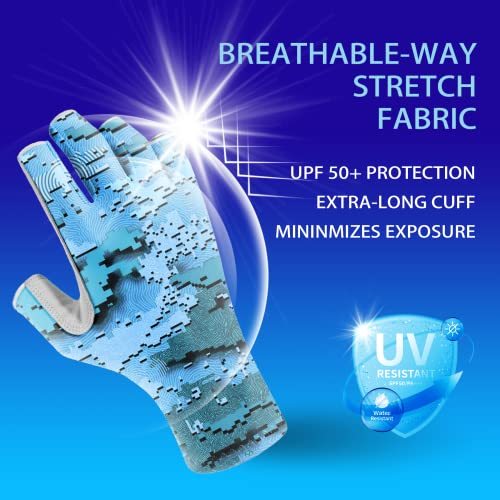 Riverruns UPF 50+ Fingerless Fishing Gloves UV Protection Fishing Sun Gloves for Men and Women Fishing, Boating, Kayaking, Hiking, Running, Cycling and Driving