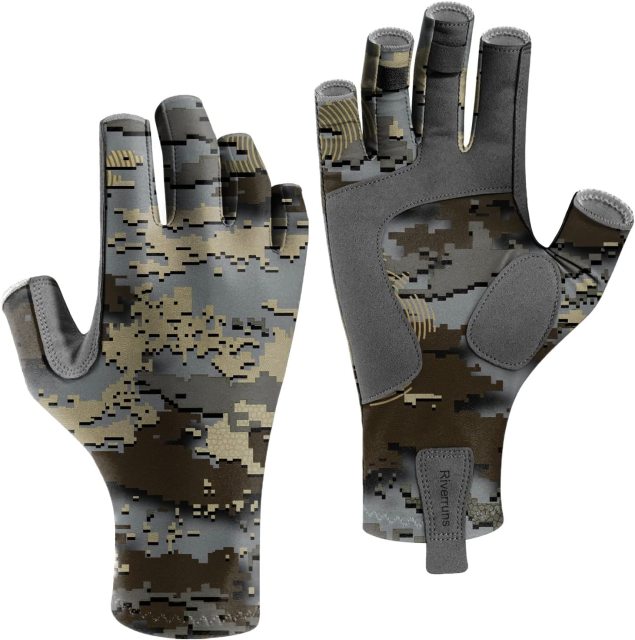 Riverruns UPF 50+ Fingerless Fishing Gloves UV Protection Fishing Sun Gloves for Men and Women Fishing, Boating, Kayaking, Hiking, Running, Cycling and Driving