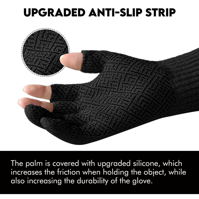 Riverruns 3-Cut Fingers Fishing Gloves Winter Warm Knitted Gloves for Men and Women  for Fly Fishing, Ice Fishing,Boating, Kayaking and Hunting