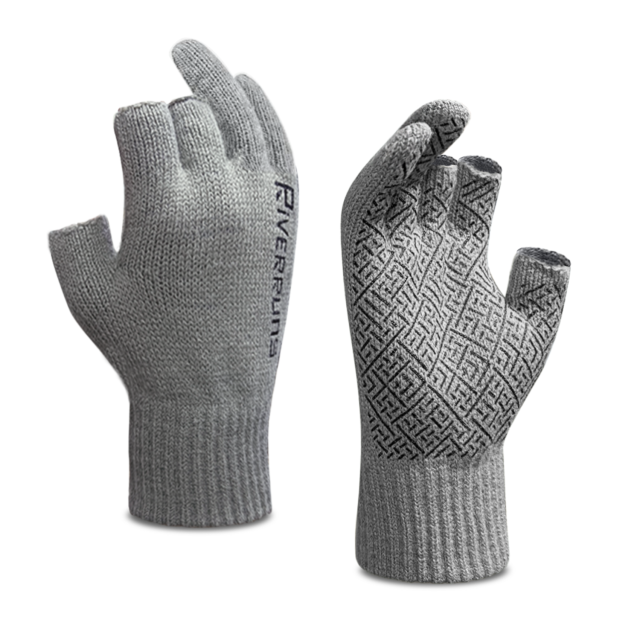 Riverruns 3-Cut Fingers Fishing Gloves Winter Warm Knitted Gloves for Men and Women  for Fly Fishing, Ice Fishing,Boating, Kayaking and Hunting