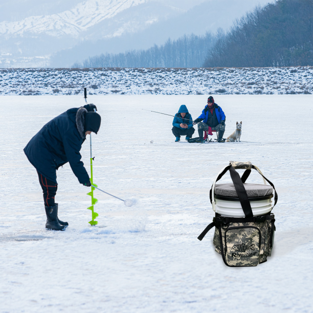 Ice Fishing General Fishing Bucket Tool Organizer, Multiple pockets, Adjustable Bucket Caddy Tackle Bag for 5-Gallon Bucket