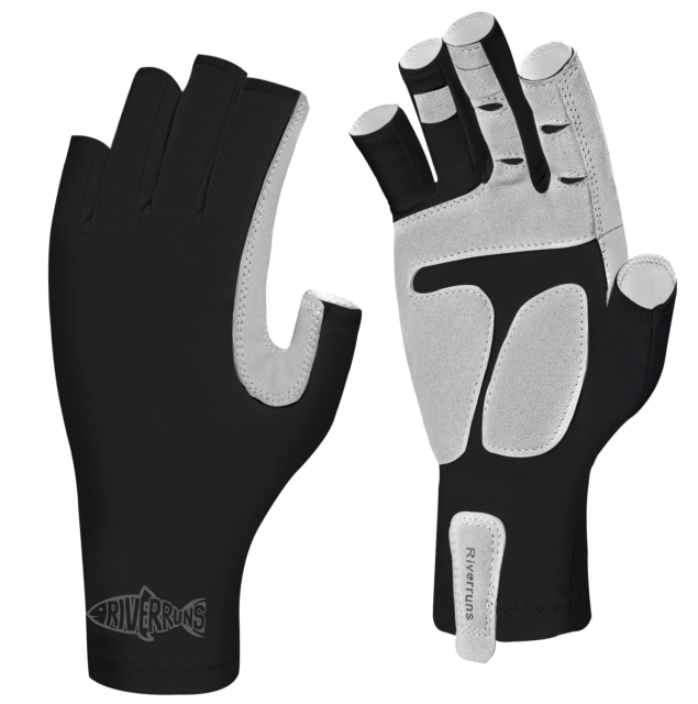 Riverruns Fingerless Fishing Gloves- Fishing Sun Gloves- UV Protection Gloves Men and Women Fishing, Boating, Kayaking, Hiking, Running, Cycling and Driving