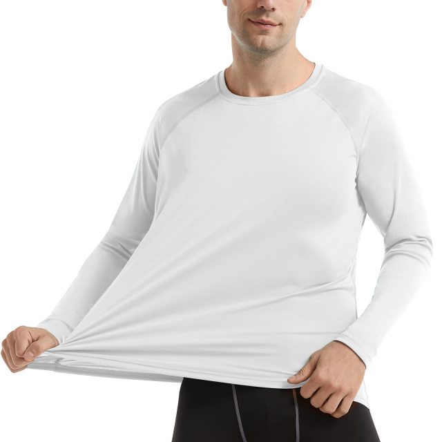 HISKYWIN Men's Long Sleeve Shirts Lightweight UPF 50+ Sun Protection SPF Outdoor T-Shirts Fishing Hiking Running Tee Tops