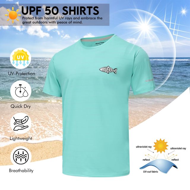 Riverruns UPF 50+ Fishing Shirt Lightweight Breathable Quick Dry Sun Protection Fishing T-Shirt.