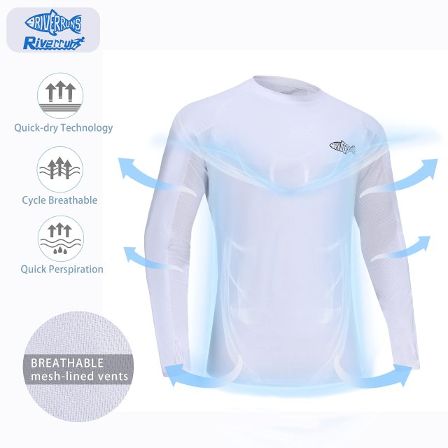 Riverruns UPF 50+ Fishing Shirt for Men, Light Weight Breathable Sun Protection Fishing Shirt for Outdoor Activity