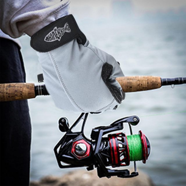 Riverruns Flexible Fishing Gloves Fleece Lining Windproof Ice Fishing Gloves Water-Repellent Touchscreen 3 Cut Fingers