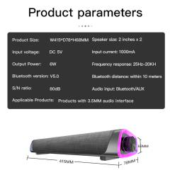 OEM Manufacturer Som Wireless Bluetooth USB SoundBar for TV Home Theater Speaker System Mini Sound Bar with RBG light