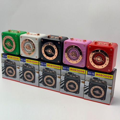 Clock design square handsfree retro wireless speaker for indoor outdoor