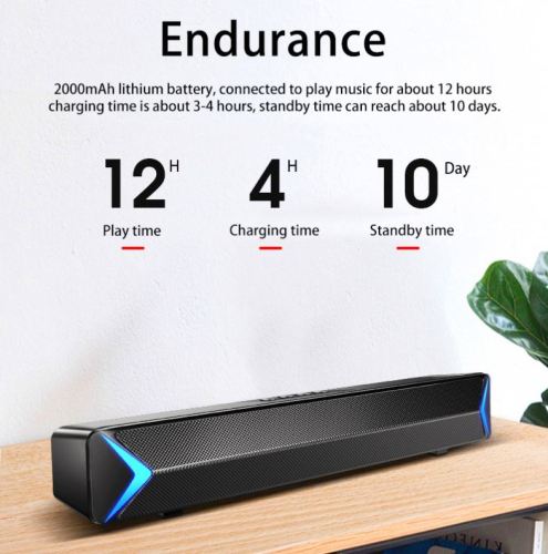 Strong Bass Sub-woofer TV Soundbar Speaker With light support AUX TF FM BT Call