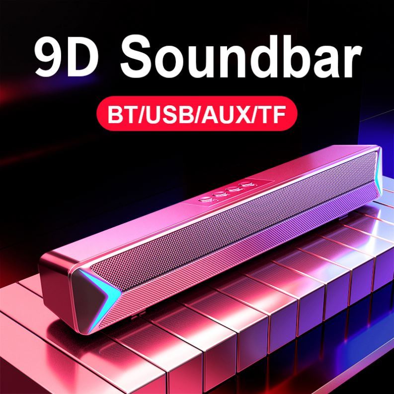 Strong Bass Sub-woofer TV Soundbar Speaker With light support AUX TF FM BT Call