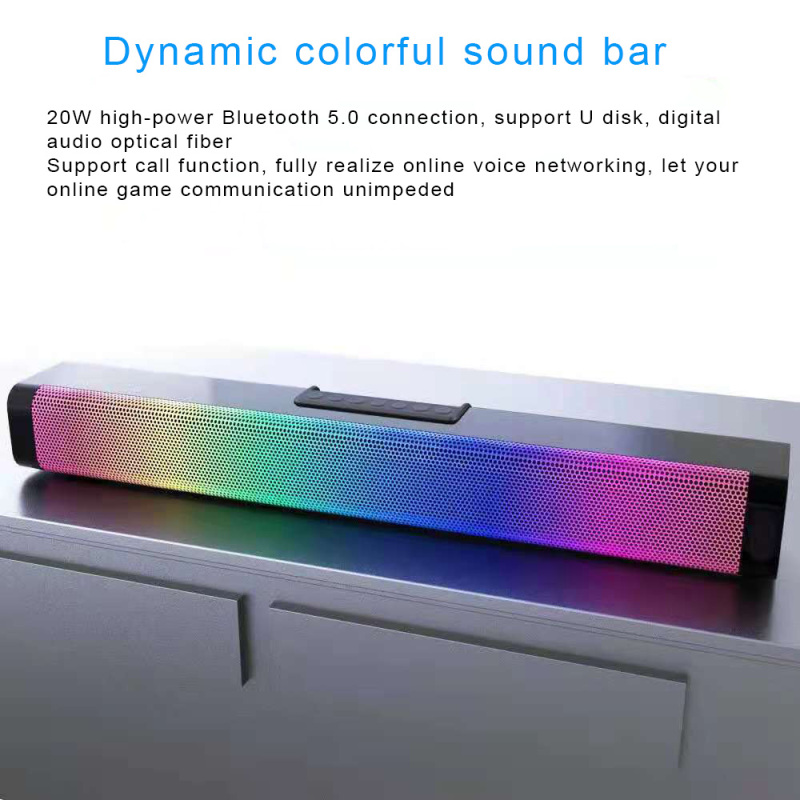 Strong Bass Sub-woofer TV Soundbar Speaker with RGB light