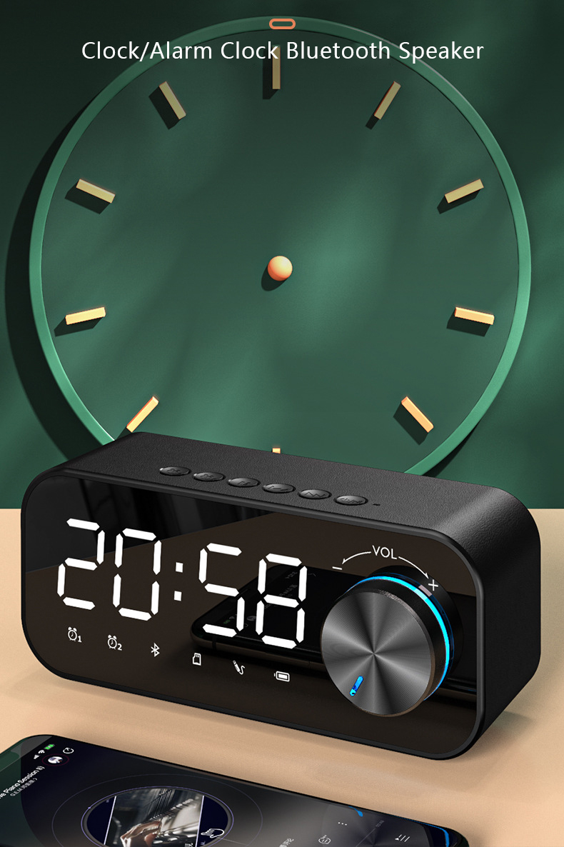 Time Display Mirror alarm clock wireless bluetooth speaker