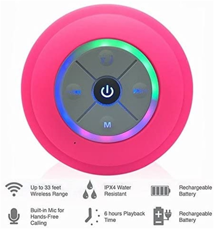 LED Shower Waterproof speaker with Suction