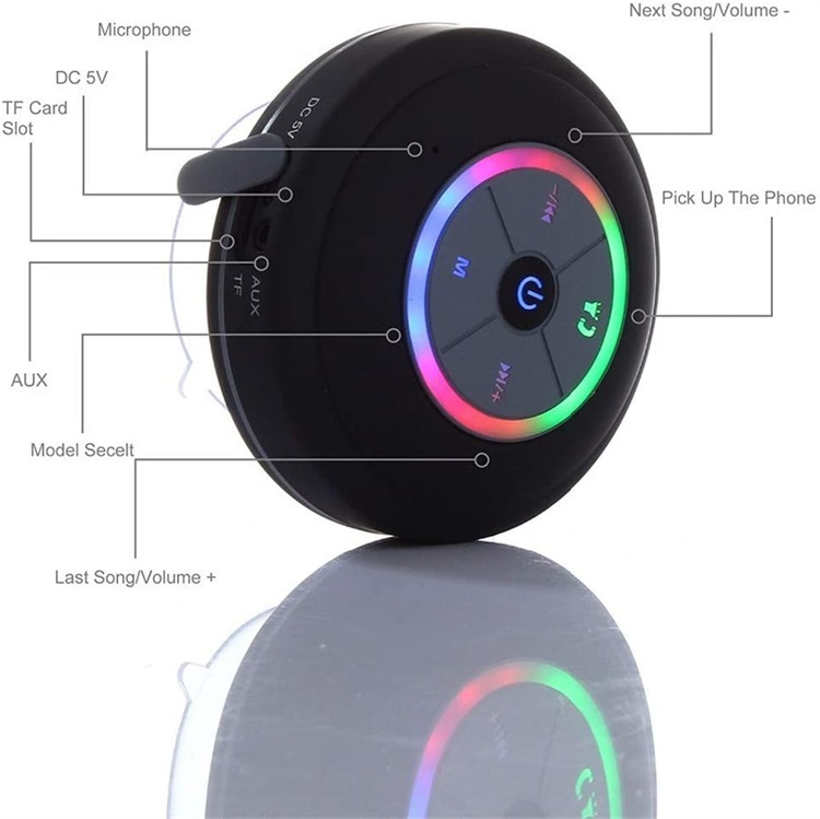 LED Shower Waterproof speaker with Suction