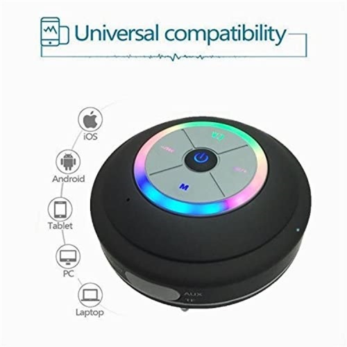 LED Shower Waterproof speaker with Suction