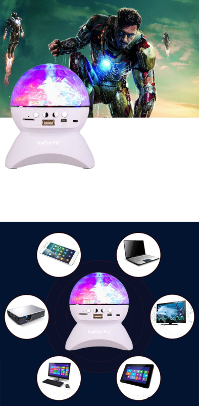 RGB Color Changing LED Crystal Ball Support TF AUX