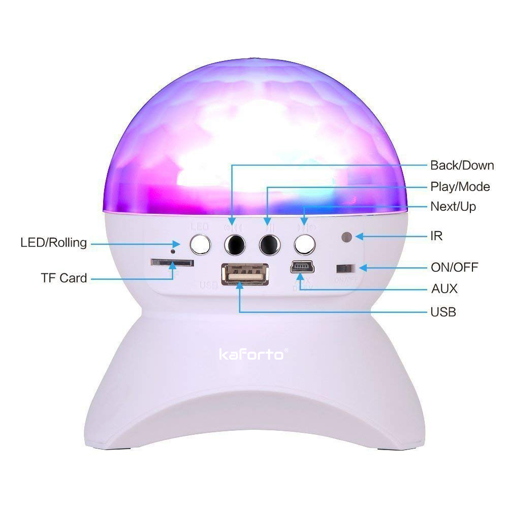 RGB Color Changing LED Crystal Ball Support TF AUX