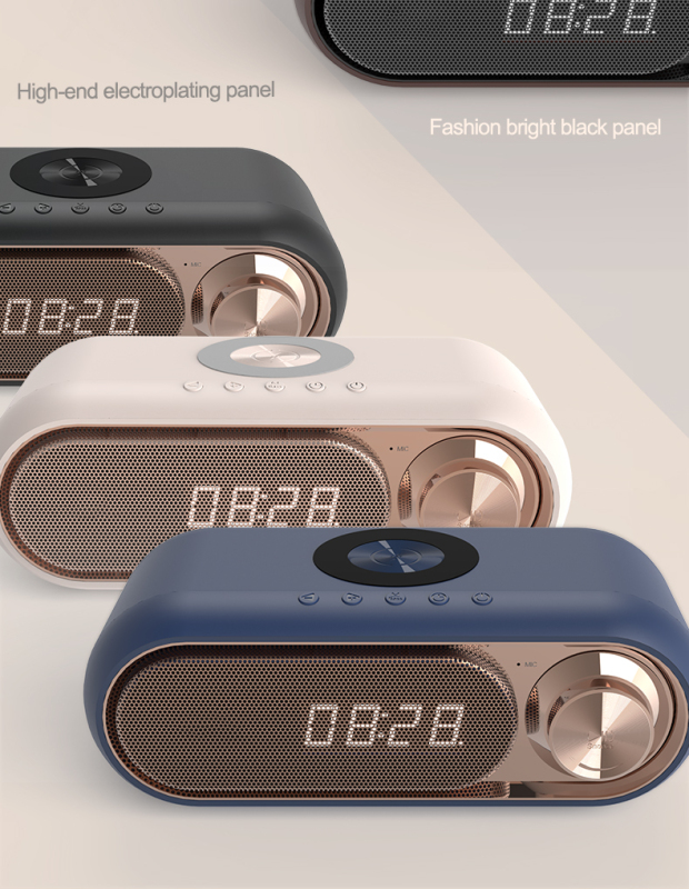 Multi-function Portable Wireless Charging Column Alarm Clock Speaker