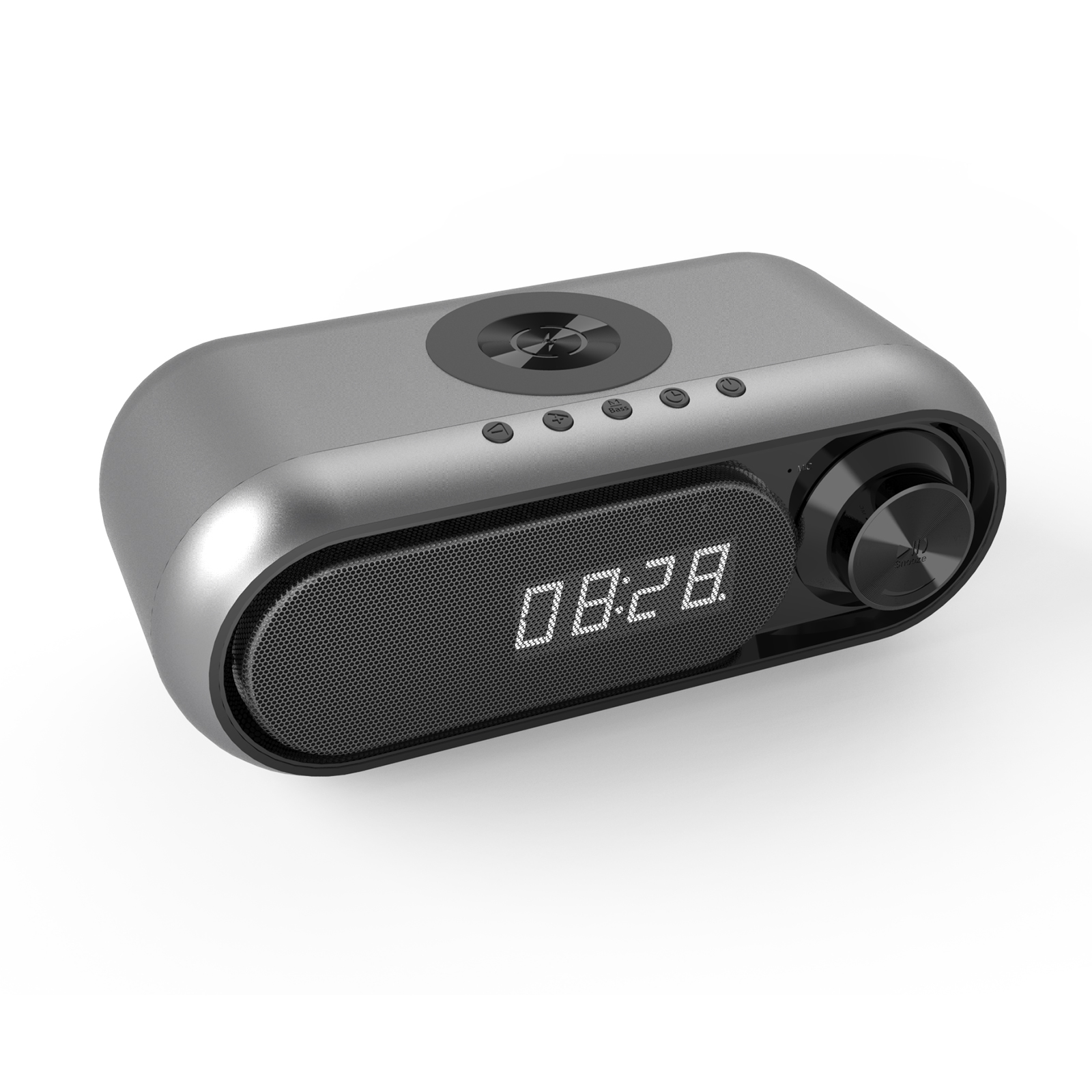 Multi-function Portable Wireless Charging Column Alarm Clock Speaker