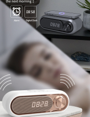 Multi-function Portable Wireless Charging Column Alarm Clock Speaker