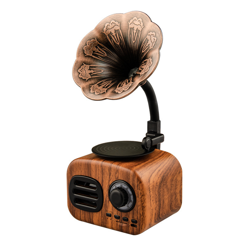 Retro Classic Vintage Phonograph Player Design Portable wireless stereo Speaker with FM radio and TF card slot
