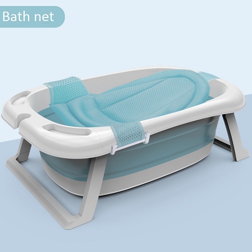 Baby Bath Foldable with Support Stand & Drain Plug portable for Travel and home