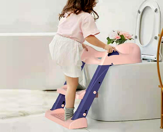 plastic folding adjustable kids baby potty toilet training seat ladder