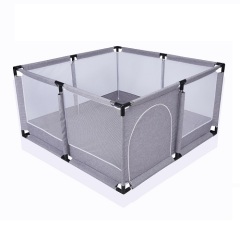 Foldable Baby Playpen Easy to Use with Breathable Mesh - Suitable for Baby Toddlers with Zipper Door - Large Playing Area - Play Activity Centre (grey)