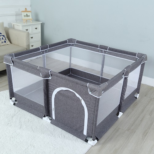 Baby Playpen Large Activity Playpen with Breathable Mesh Suitable for Baby Toddlers ,8-Sided Washable Playpen (Grey)