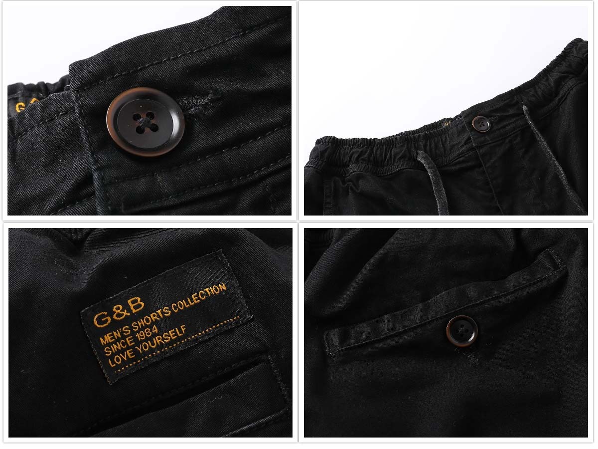GorgeousBen Men's Quick Dry Cottom Black Chino Shorts