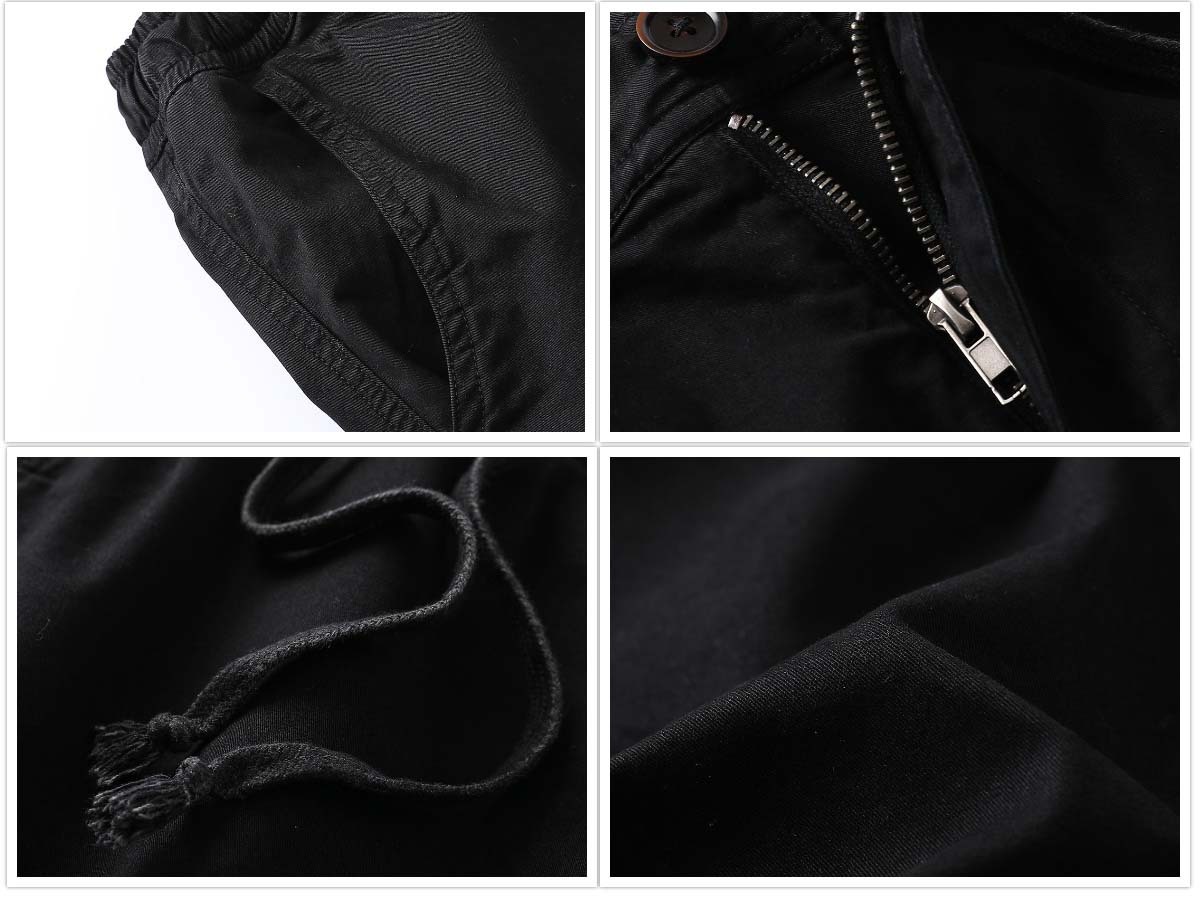 GorgeousBen Men's Quick Dry Cottom Black Chino Shorts