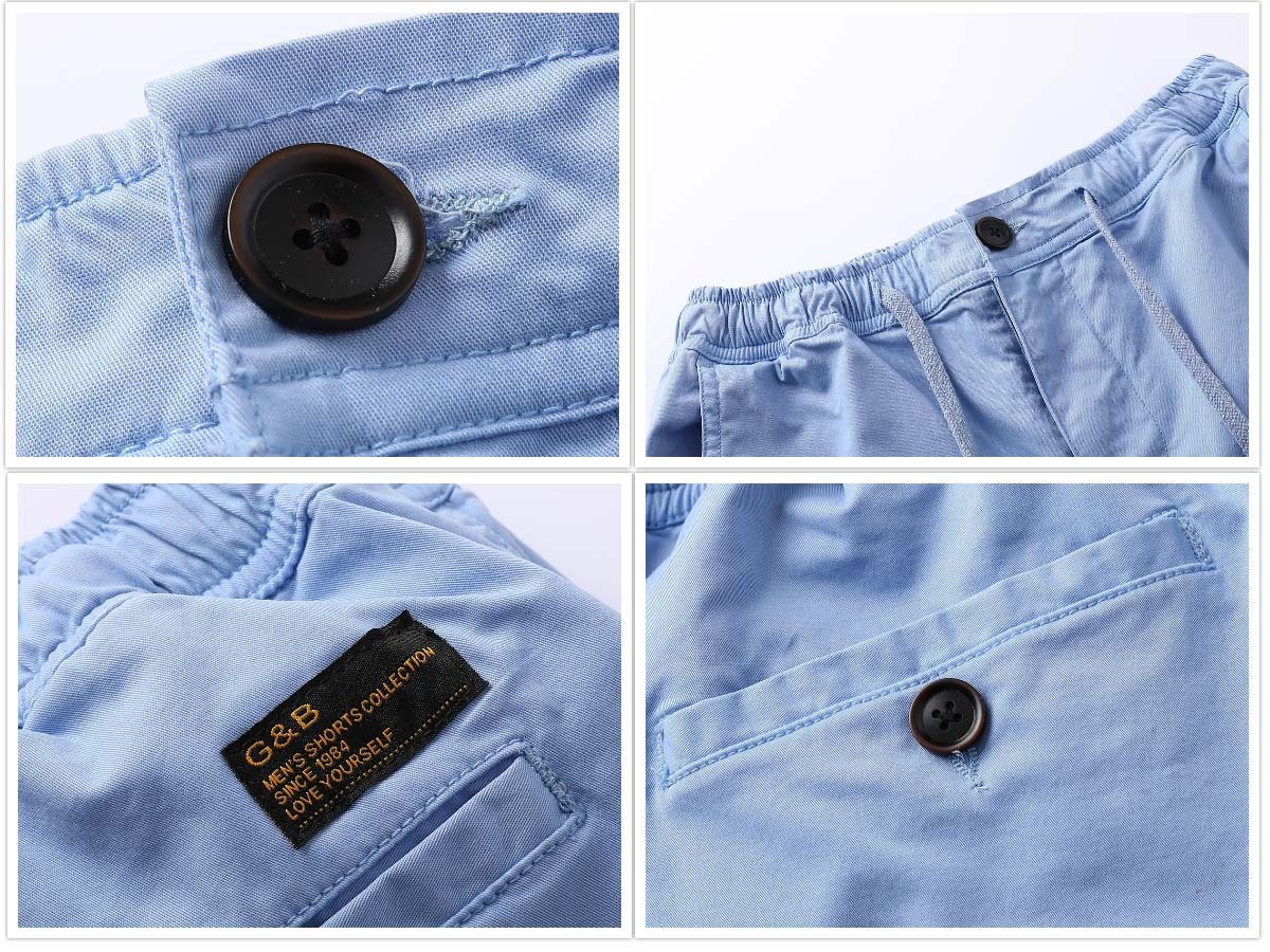 GorgeousBen Men's High Quality Cotton Sky Blue Chino Shorts