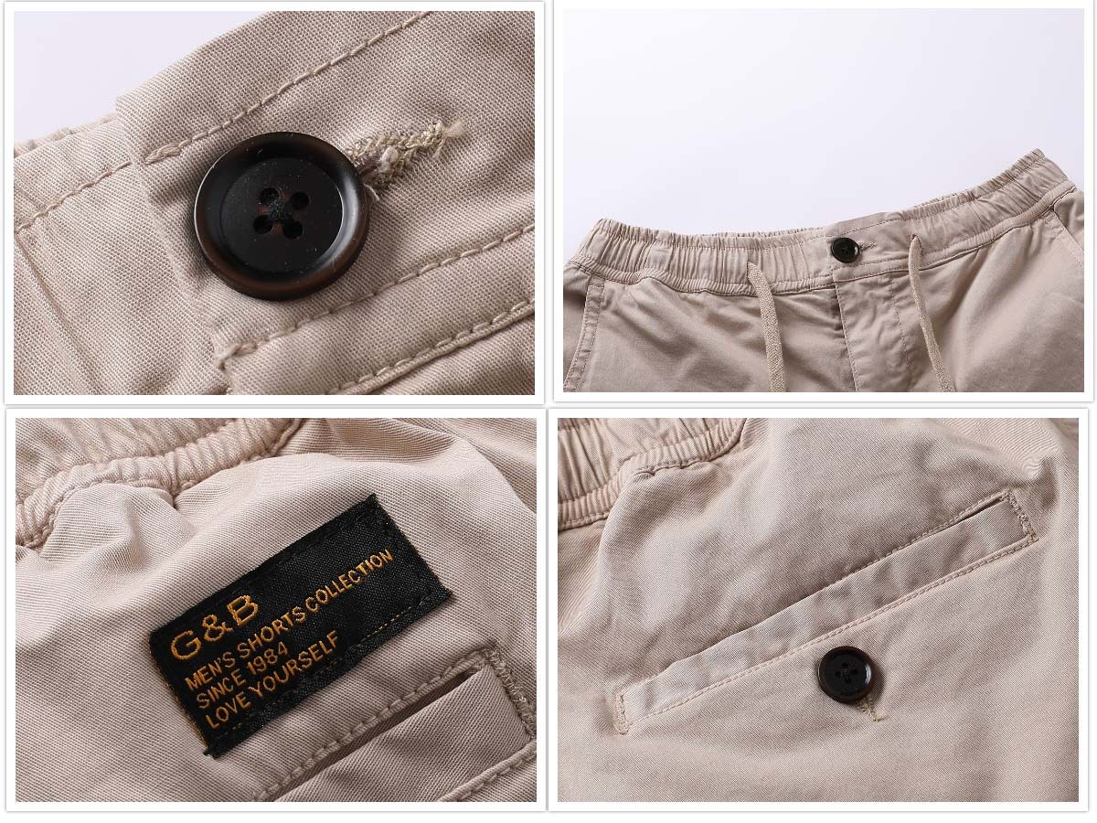 GorgeousBen Men's Casual Bright Soft Cream Chino Shorts