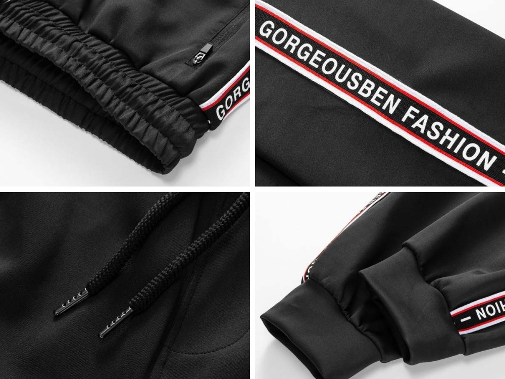 GorgeousBen Unisex Black Sports Sets Loose Fit