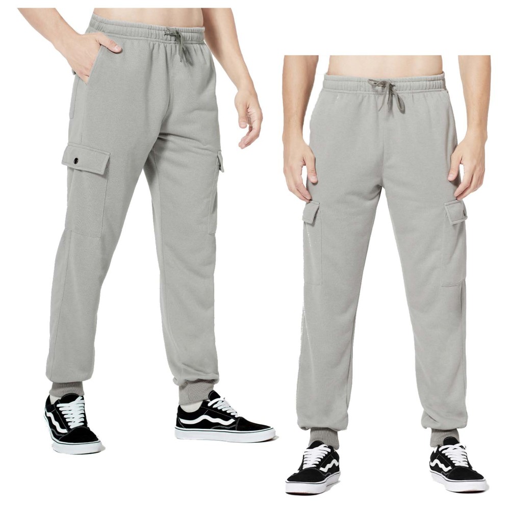 GorgeousBen Grey Melange Cotton Jogger Pants