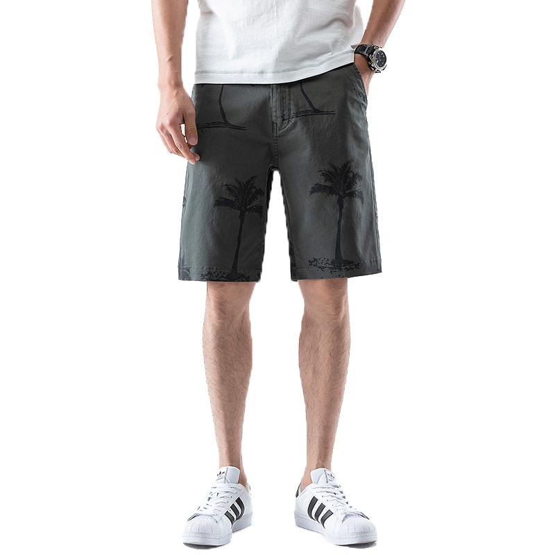 Men Chino Shorts Army Green Pine Trees Prints BCSHT09
