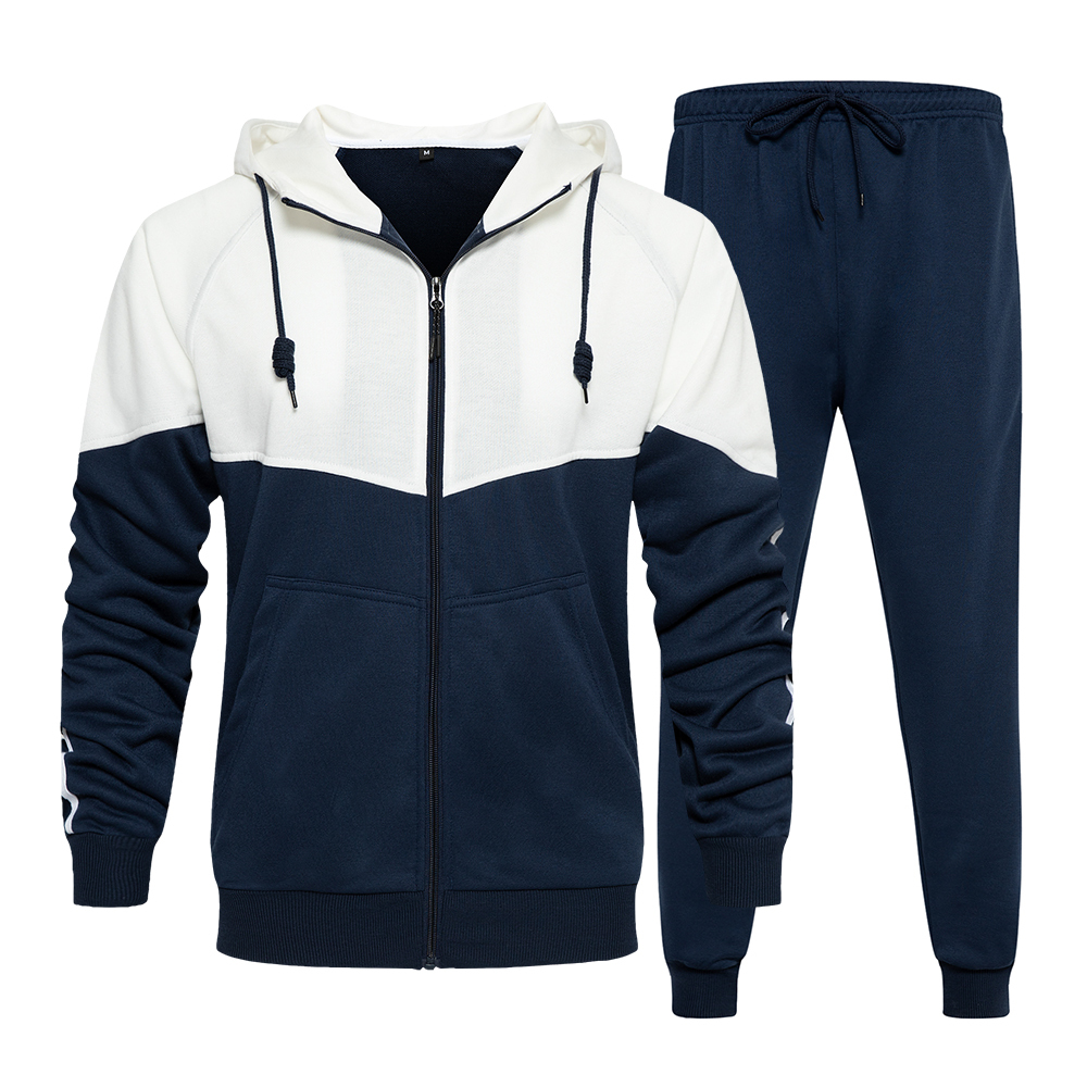 GorgeousBen Men's Blue White Colored Hoodies Sets