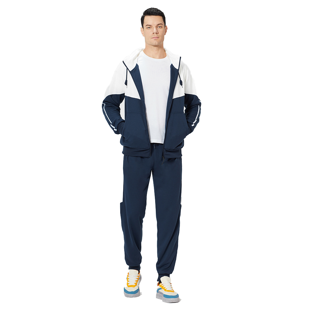 GorgeousBen Men's Blue White Colored Hoodies Sets