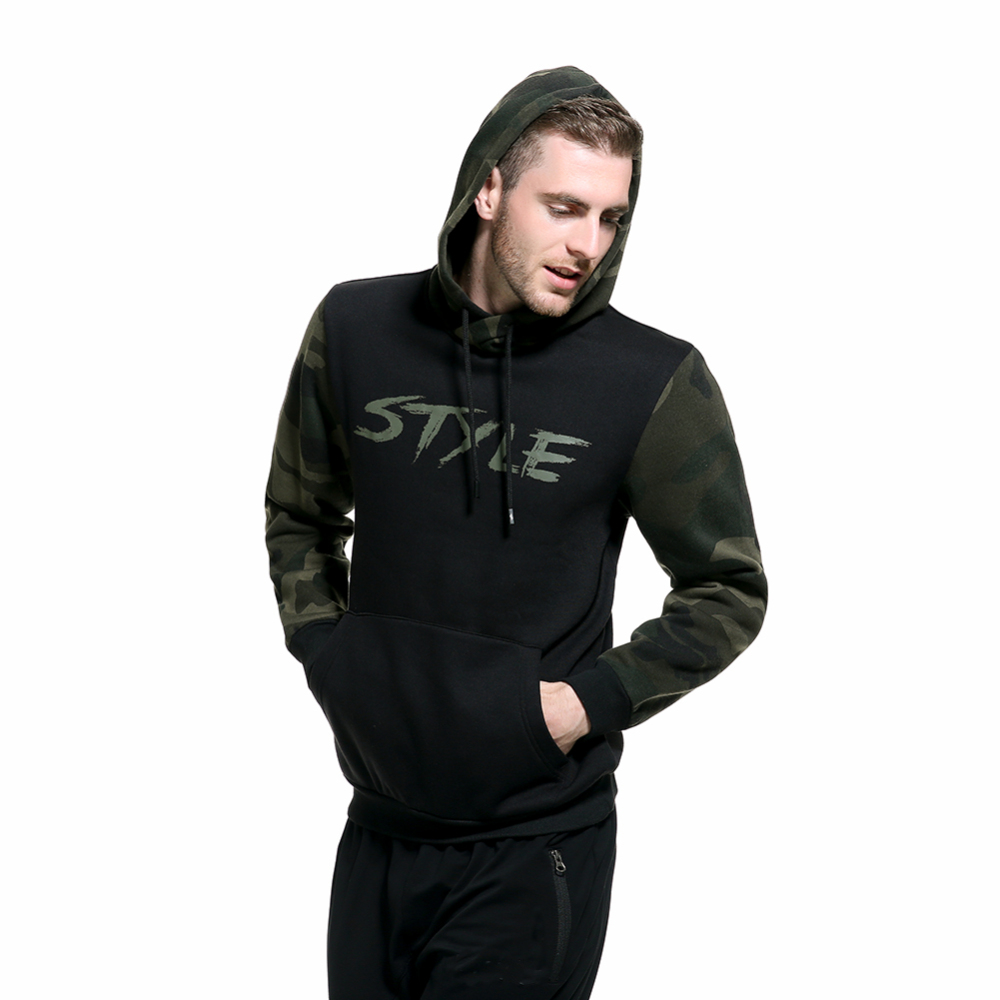 Gorgeousben Unisex Black Style Print Hoodie with Drawstrings Camouflage Army