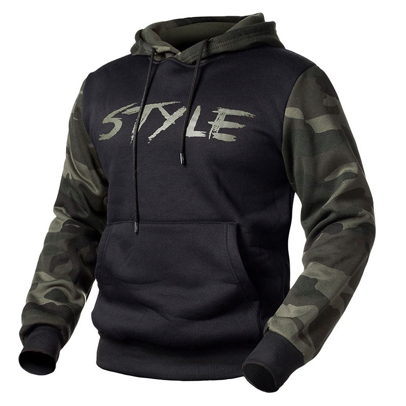 Gorgeousben Unisex Black Style Print Hoodie with Drawstrings Camouflage Army
