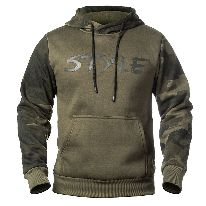 Gorgeousben Unisex Black Style Print Hoodie with Drawstrings Camouflage Army