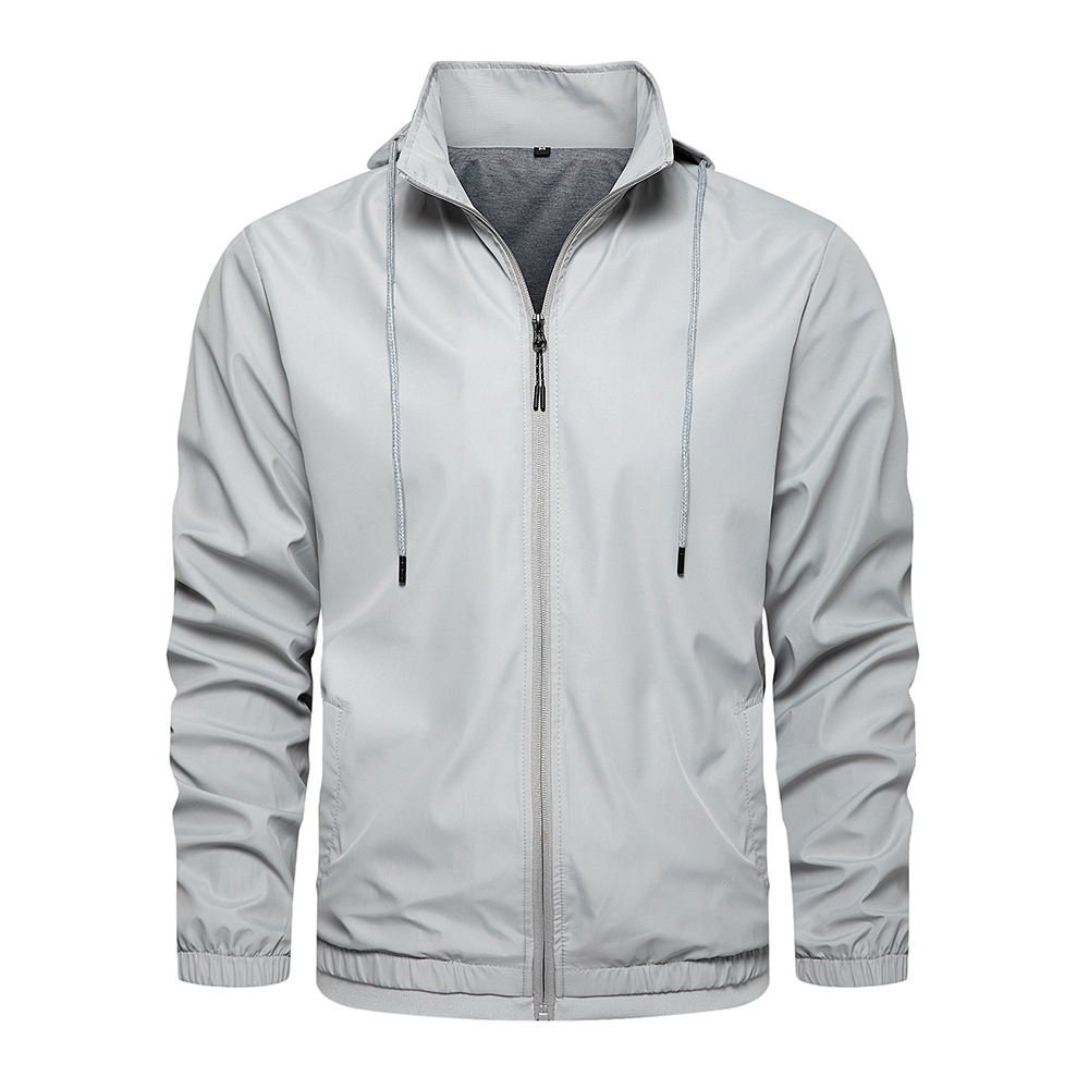 GorgeousBen Men Black Solid Hooded Jacket