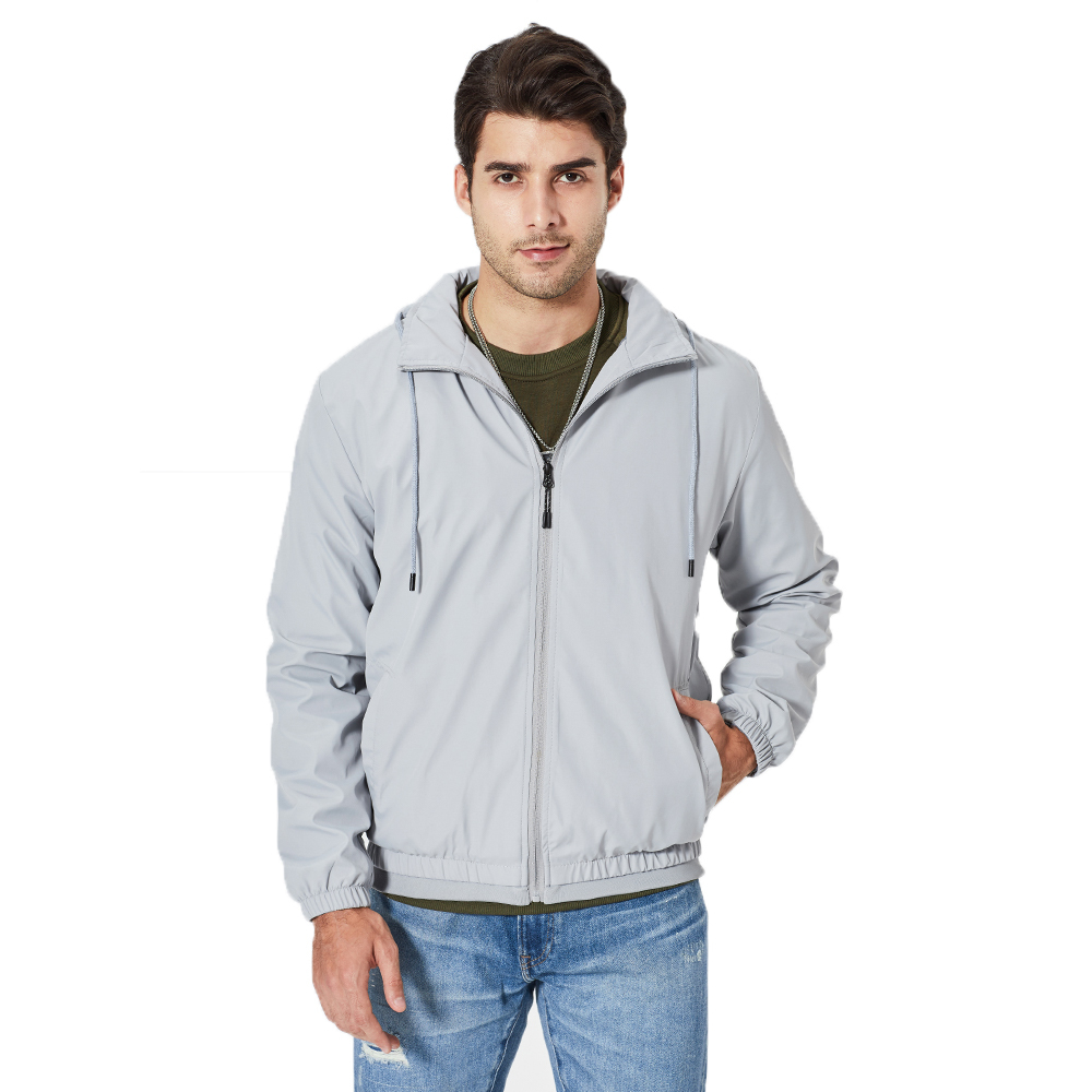 GorgeousBen Men Black Solid Hooded Jacket