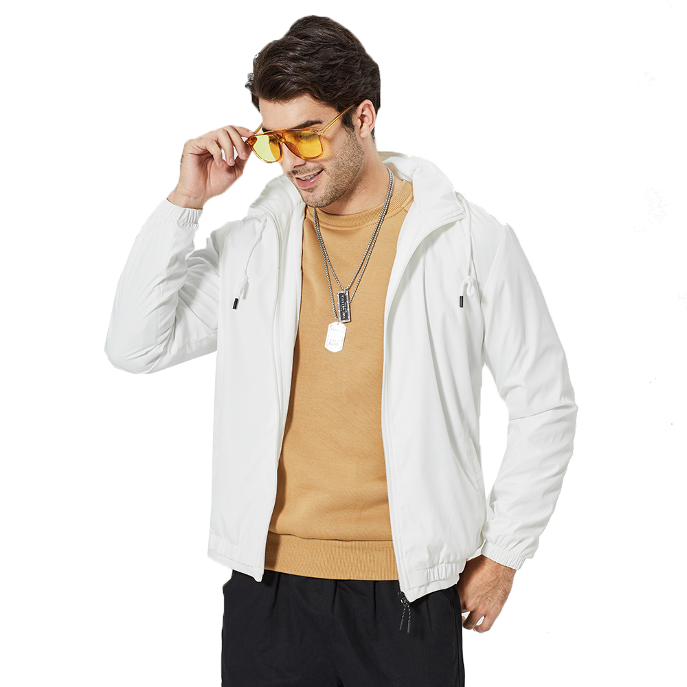 GorgeousBen Men Black Solid Hooded Jacket