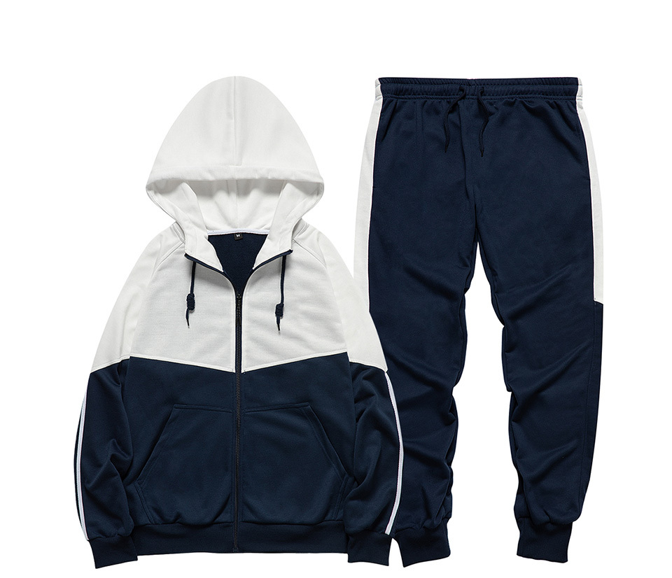 GorgeousBen Men's Blue White Colored Hoodies Sets