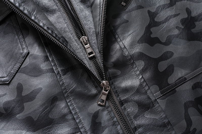 GorgeousBen Men′s Printing Leather PU Jacket with hooded BN2907P