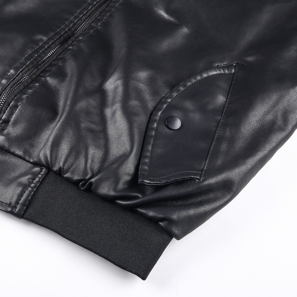 Men′s Leather PU Motorcycle Baseball Leather Jacket BN201