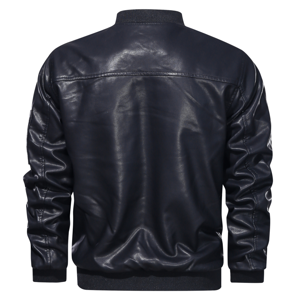 Men′s Leather PU Motorcycle Baseball Leather Jacket BN201